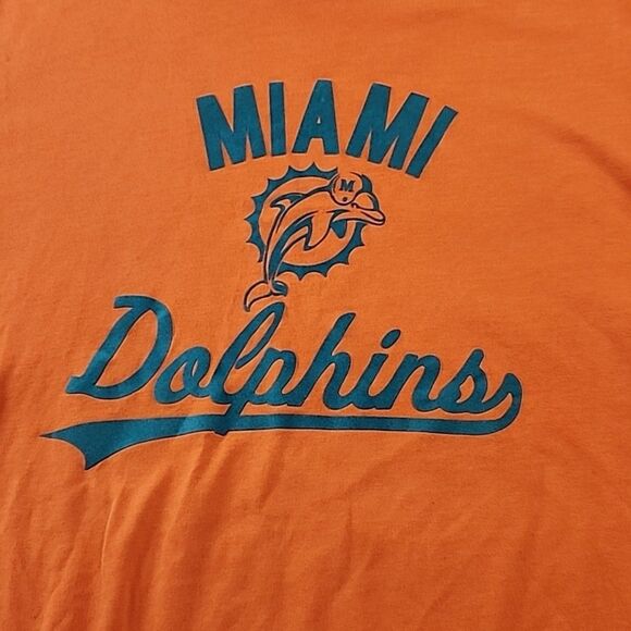 Nike NFL Team Apparel Miami Dolphins Mens Large Orange Flock Long Sleeve T-Shirt - Picture 4 of 9